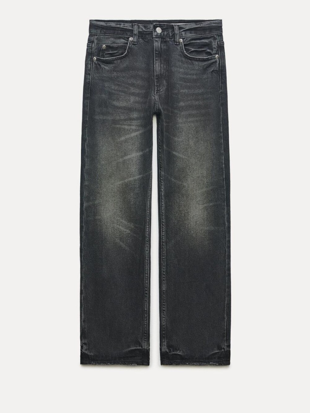 Zara ZW Black Washed Straight-Leg Jeans